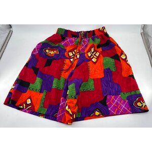 Maggie Sweet Colorful Abstract Patterned Shorts S Polyester Elastic Waist USA-Ma